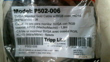 Load image into Gallery viewer, TRIPP LITE P502-006 SVGA MONITOR GOLD CABLE W/RGB COAX HD15 MALE/MALE 6FT LOT/2