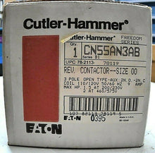 Load image into Gallery viewer, EATON CUTLER HAMMER CN55AN3AB CONTACTOR REVERSING 9AMP 1-230V 2-480V SZ00 *FRSHP