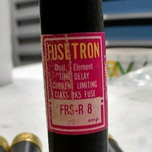 Load image into Gallery viewer, LOT/6 BUSSMANN FUSETRON FRS-R-8 DUAL ELEMENT TIME DELAY FUSE 600VAC/300VDC 8A FS