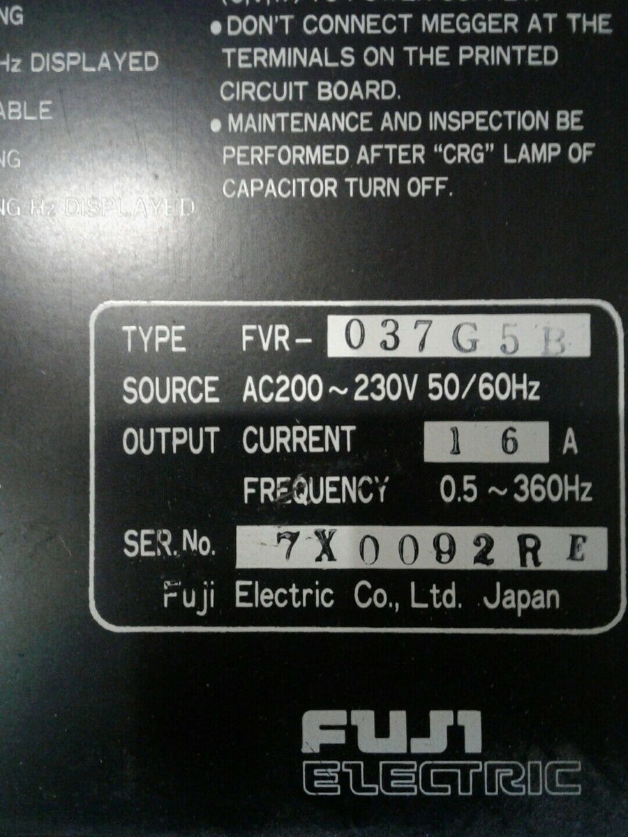 Fuji Electric FVR037g5b FVR-G5 AC Drive 230VAC Transistor Inverter 16