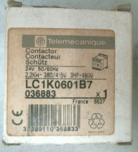 Load image into Gallery viewer, TELEMECANIQUE LC1K0601B7 CONTACTOR 24V 50-60HZ -FREE SHIPPING