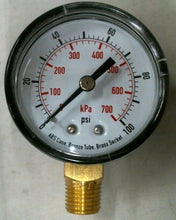 Load image into Gallery viewer, ABS CASE 4FLU1, 2” DRY PRESSURE GAUGE 1/4” NPT BRASS 100 PSI -FREE SHIPPING