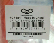 Load image into Gallery viewer, LOT/2 C2G 27181 ENET CABLE SNAGLESS UNSHIELDED UTP PATCH CABLE MOLDED RED 3' *FS