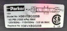 Load image into Gallery viewer, PARKER SCHRADER BELLOWS H36VXBG023B DOUBLE SOLENOID VALVE 145PSIG 120V *FREESHIP