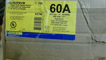 Load image into Gallery viewer, SQUARE D HU362RBVW HEAVY DUTY SAFETY SWITCH 60A 600VAC/DC F05 -FREE SHIPPING