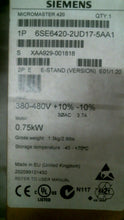 Load image into Gallery viewer, SIEMENS 6SE6420-2UD17-5AA1 MICROMASTER 420 AC DRIVE 3PH 380480V 3.7A -FREE SHIP