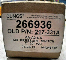 Load image into Gallery viewer, DUNGS 266936 (OLD P/N: 217-331A) AA-A2-6-5 AIR PRESSURE SWITCH 2"-20 WC *FR SHIP
