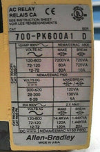 Load image into Gallery viewer, AB ROCKWELL 700-PK600A1 SER D CONTROL RELAY AC OPERATED RAIL MOUNT 6 N.O. *FSHP*