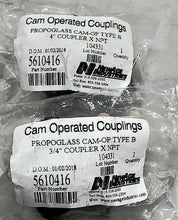 Load image into Gallery viewer, LOT/2 NEW AGE INDUST 5610416 COUPLERX PROPOGLASS CAM-OP TYPE B 3/4" ID MALE *FS*