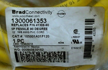 Load image into Gallery viewer, LOT/2 MOLEX WOODHEAD 1300061353 / 105001A01F120 CABLE ASS'Y 12' 16/5 AWG PVC *FS