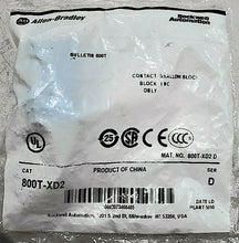 Load image into Gallery viewer, LOT/4 AB ROCKWELL 800T-XD2 SER D CONTACT BLOCK SHALLOW 600V TYPE 4/13 SEALED *FS