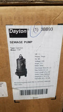 Load image into Gallery viewer, DAYTON 3BB93 SUBMERSIBLE SEWAGE PUMP, 1 HP, 240 VOLT, 3p free shipping