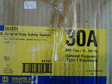 Load image into Gallery viewer, SQUARE D DU321 GENERAL PURPOSE TYPE 1 ENCLOSURE SAFETY SWITCH LOT/4 -FREE SHIP