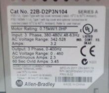 Load image into Gallery viewer, AB ROCKWELL 22B-D2P3N104 SERIES A POWERFLEX 40 AC DRIVE 0.75KW/1HP *FREE SHIP*