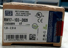 Load image into Gallery viewer, WEG RW17-1D3-D028 ELECT. THERMAL OVERLOAD RELAY BI-METALLIC 1.8-2.8A SEALED *FS*