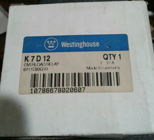 WESTINGHOUSE K7D12 OVERLOAD RELAY STYLE 6711C93G10 - FREE SHIPPING