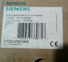 Load image into Gallery viewer, NEW SIEMENS 3VF2213-0FS41-0AA0, 100 AMPS 3-POLE CIRCUIT BREAKER free shipping
