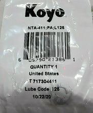 Load image into Gallery viewer, LOT/4 JTEKT KOYO SEIKO NTA-411; PA; L125 THRUST NEEDLE ROLLER BEARING *FREESHIP*
