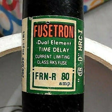 Load image into Gallery viewer, BUSSMANN FUSETRON FRN-R-80 FUSE DUEL ELEMENT TIME DELAY 80A 250VAC/125VDC *FRHIP

