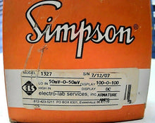 Load image into Gallery viewer, SIMPSON (MODEL 1327) 100-0-100 DC ARMATURE AMPS / 50-0-50mV OLD STOCK *FREE SHIP
