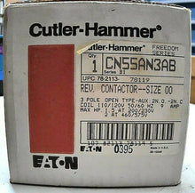 Load image into Gallery viewer, EATON CUTLER HAMMER CN55AN3AB CONTACTOR REVERSING 9AMP 1-230V 2-480V SZ00 *FRSHP
