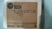 Load image into Gallery viewer, ALLEN BRADLEY 800H-HK2A TWO POS. SELECTOR SWITCH BLACK KNOB UNIT SER.B -FREESHIP
