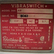 Load image into Gallery viewer, ROBERTSHAW VIBRASWITCH MODEL 366-A8 VIBRATION SWITCH, RESET TYPE *FREE SHIPPING*

