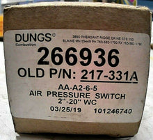 Load image into Gallery viewer, DUNGS 266936 (OLD P/N: 217-331A) AA-A2-6-5 AIR PRESSURE SWITCH 2&quot;-20 WC *FR SHIP
