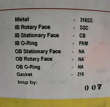 Load image into Gallery viewer, CHESTERTON (ITEM #665706) 155 SINGLE CARTRIDGE STATIONARY SEAL 316SS *FREE SHIP*
