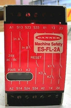 Load image into Gallery viewer, BANNER ES-FL-2A (46092) SAFETY RELAY MODULE FOR E-STOP/R 24V AC/DC *FREE SHIP*
