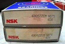 Load image into Gallery viewer, NSK 6908ZZCM-NS7S BALL BEARING SHIELDED 40MM ID X 62 OD X 12 W *FREE SHIPPING*
