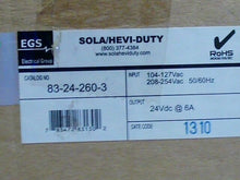 Load image into Gallery viewer, SOLA/HEVI-DUTY 83-24-260-3 POWER SUPPLY 208-254VAC 24VDC 6A -FREE SHIPPING
