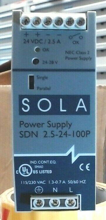 SOLA HD SDN5 24 100C Power Supply; AC DC; 24V@5A; 85 264V In; En 並行輸入品 Sola SDN 5-24-100C 24 VDC 5 Amp Power Supply SDN524100C (TSC)