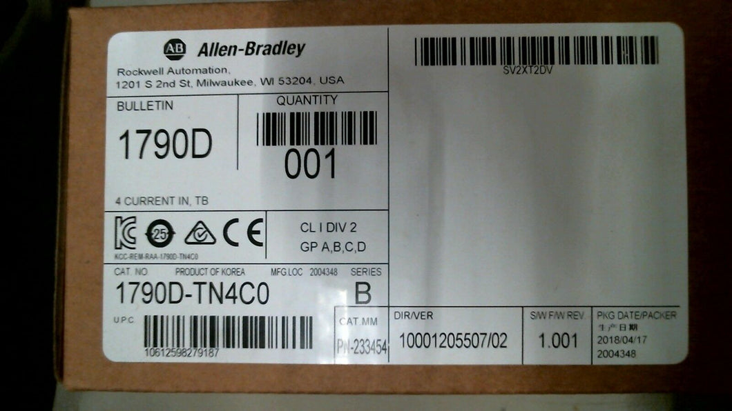 ALLEN BRADLEY 1790D-TN4C0 INPUT ANALOG CURRENT BASE BLOCK SER.B  -FREE SHIPPING