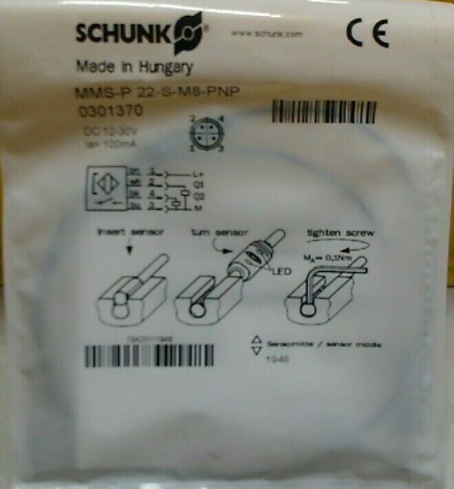 SCHUNK MMS-P 22-S-M8-PNP PROGRAMMABLE MAGNETIC SWITCH 12-30VDC 100MA PNP *FRSHIP
