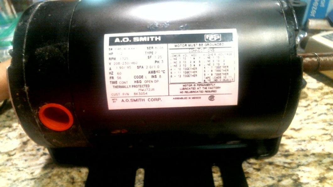 A.O SMITH BK3054 ALTERNATING CURRENT MOTOR SER.8C06, 3PHASE  -FREE SHIPPING