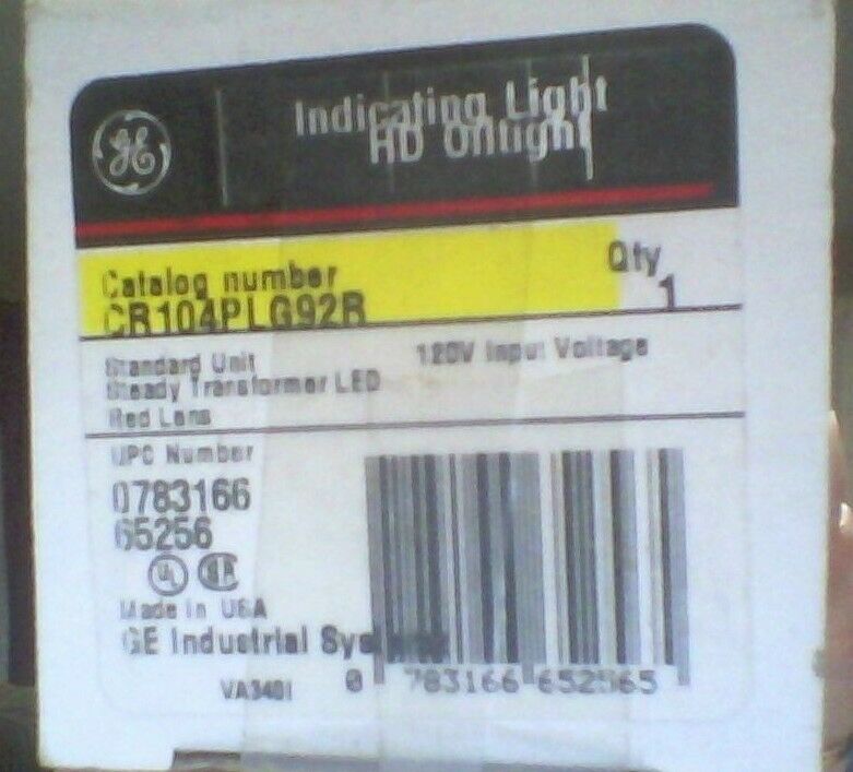 GE CR104PLG92R INDICATING LIGHT HD OILTIGHT RED LENS 120V  - FREE SHIPPING