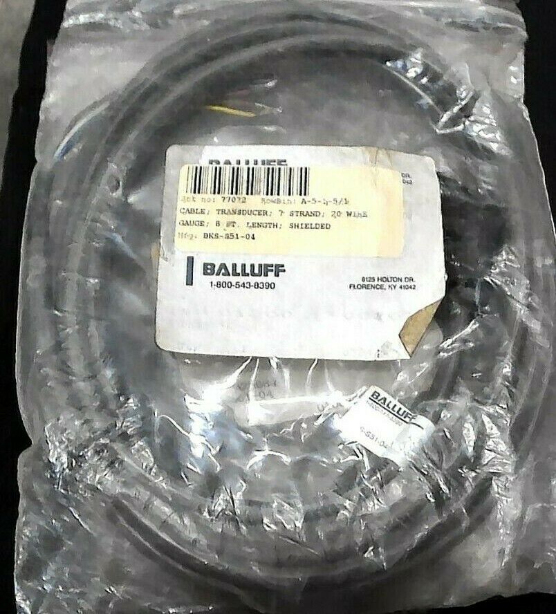 BALLUFF BKS-S51-04 TRANSDUCER CABLE 250VAC 7 PIN 8FT SHIELDED  *FREE SHIPPING*