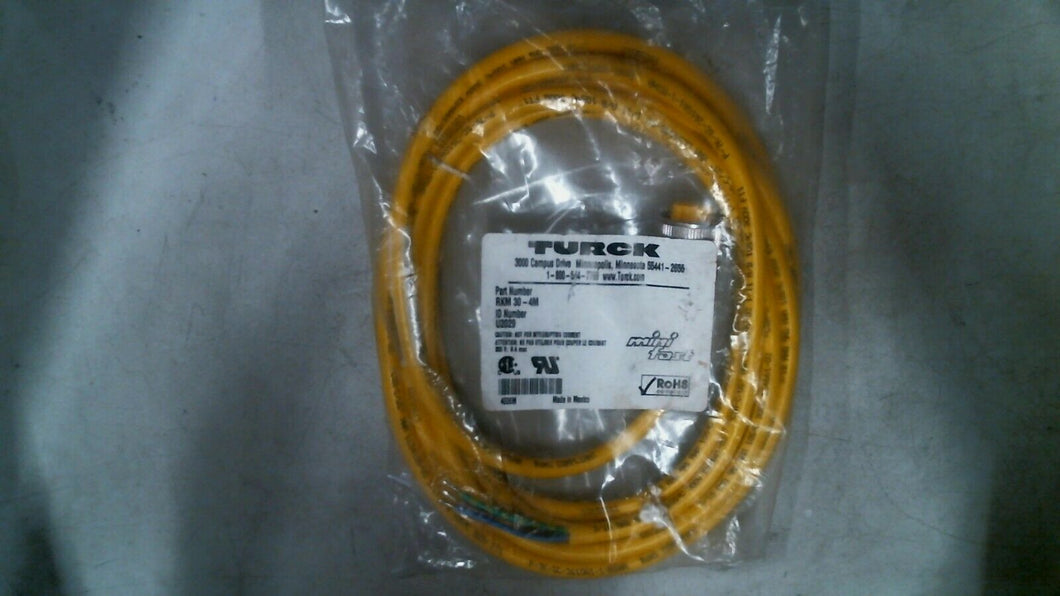 TURCK ELEKTRONIK RKM 30-4M MINI FAST CORDSET 3 PIN FEMALE CONNECTOR -FREE SHIP