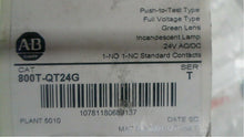 Load image into Gallery viewer, sealed Allen Bradley 800T-QT24G Green Pilot Light 1no 1nc contacts pushbutton
