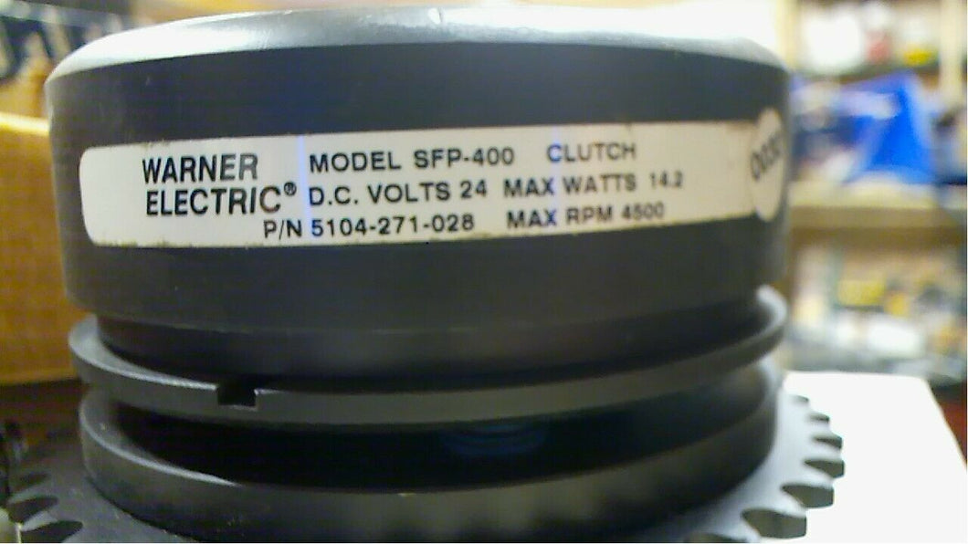 WARNER ELECTRIC 5104-271-028 SFP-400 CLUTCH 24 VOLTS 4500 RPM free shipping