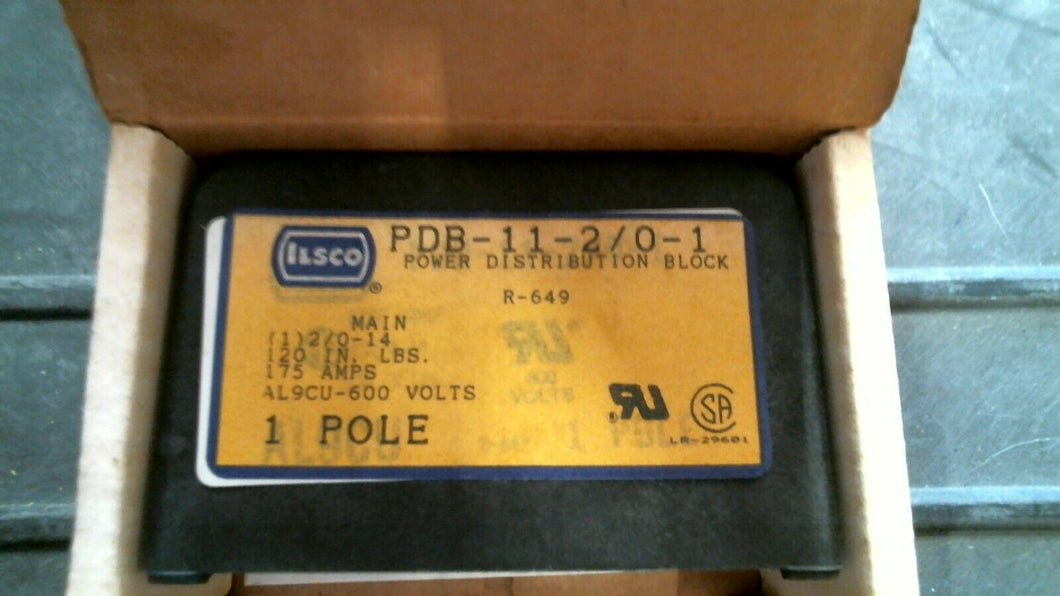 ILSCO PDB-11-2/0-1 POWER DISTRIBUTION BLOCK 1P 175A 600V -FREE SHIPPING