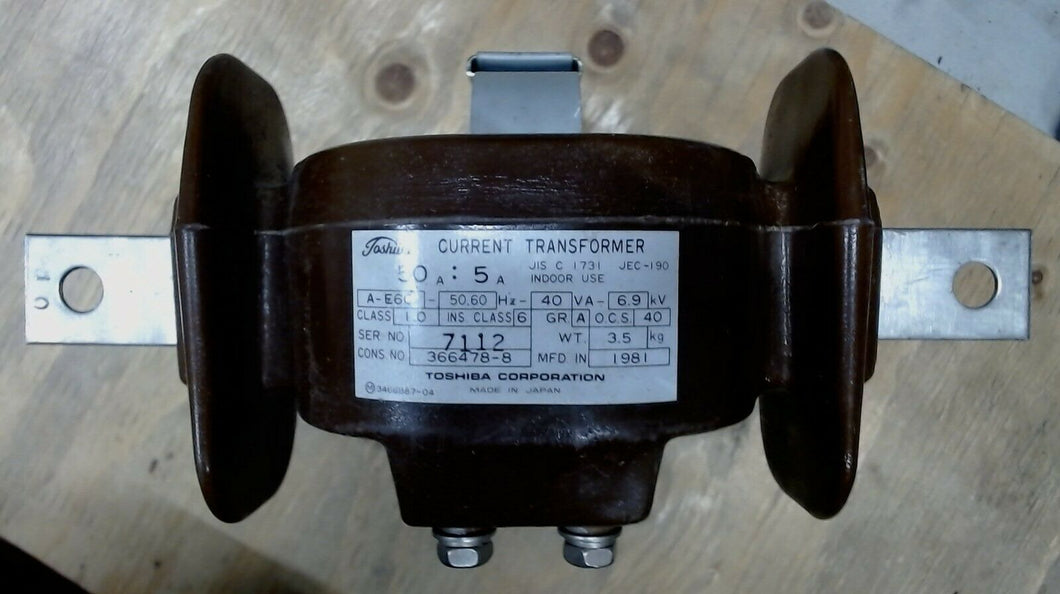 TOSHIBA A-E6C RESIN MOLDED CURRENT TRANSFORMER 50:5A -FREE SHIPPING