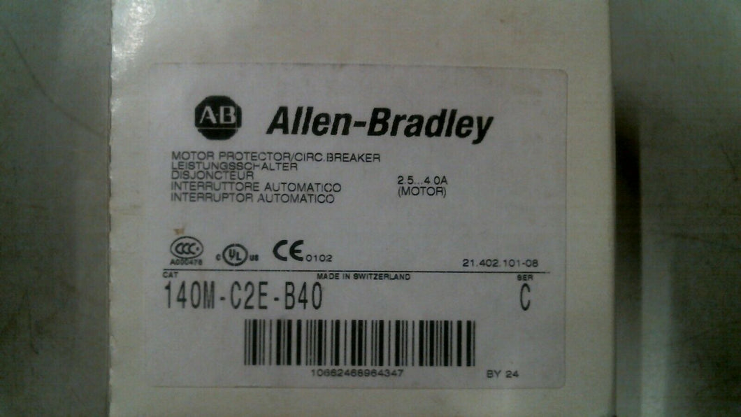 ALLEN BRADLEY 140M-C2E-B40 MOTOR PROTECTOR CIRCUIT BREAKER 2.5-4.0A  -FREE SHIP