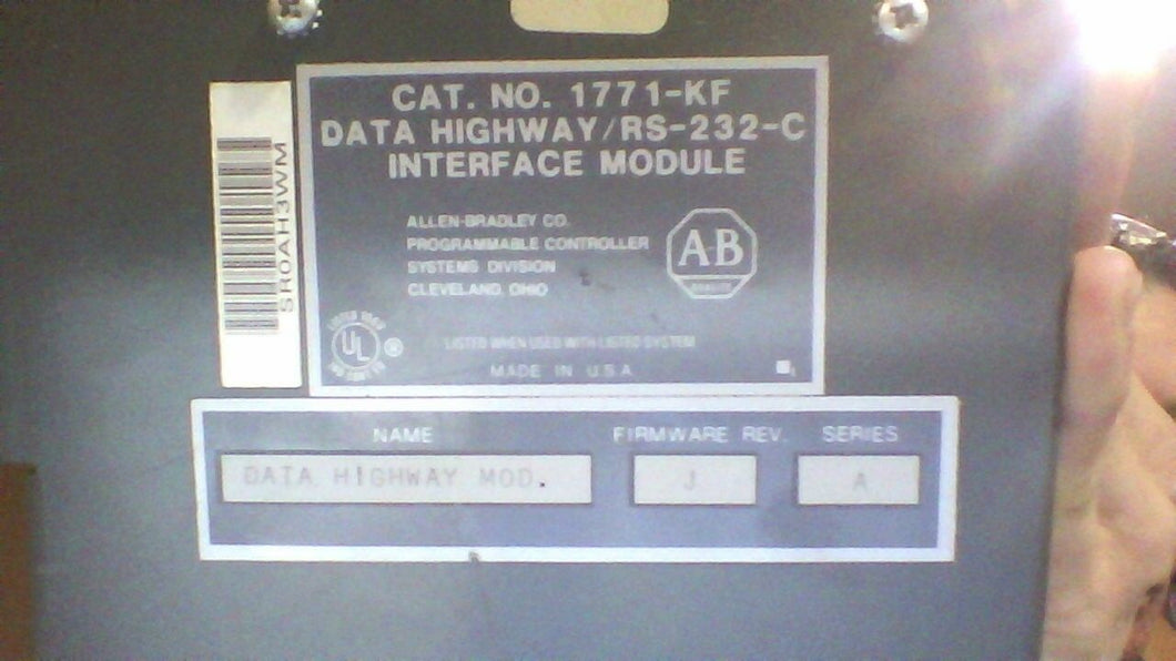 ALLEN BRADLEY 1771-KF DATA HIGHWAY RS-232-C INTERFACE MODULE SER.A -FREE SHIP