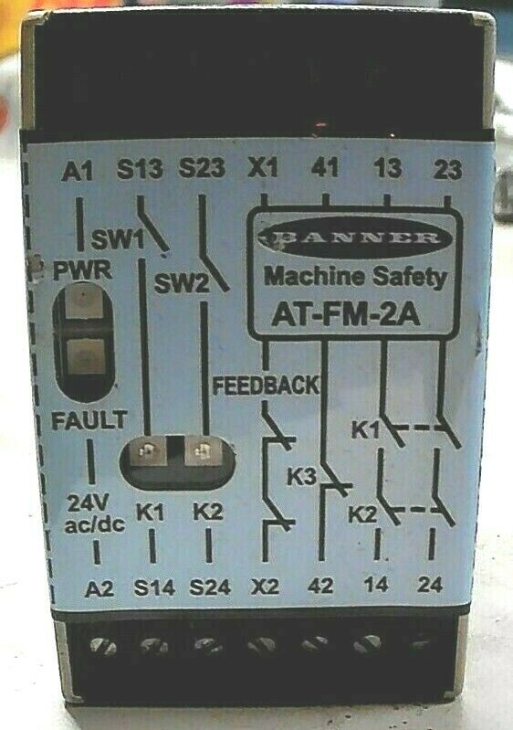 BANNER AT-FM-2A MACHINE SAFETY RELAY (BLUE) 4 AMP SPDT 1NO 24VDC *FREE SHIP*