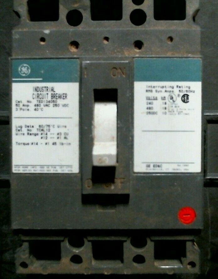 GENERAL ELECTRIC TED13450 CIRCUIT BREAKER 50A 480VAC 250VDC 3P -FREE SHIPPING