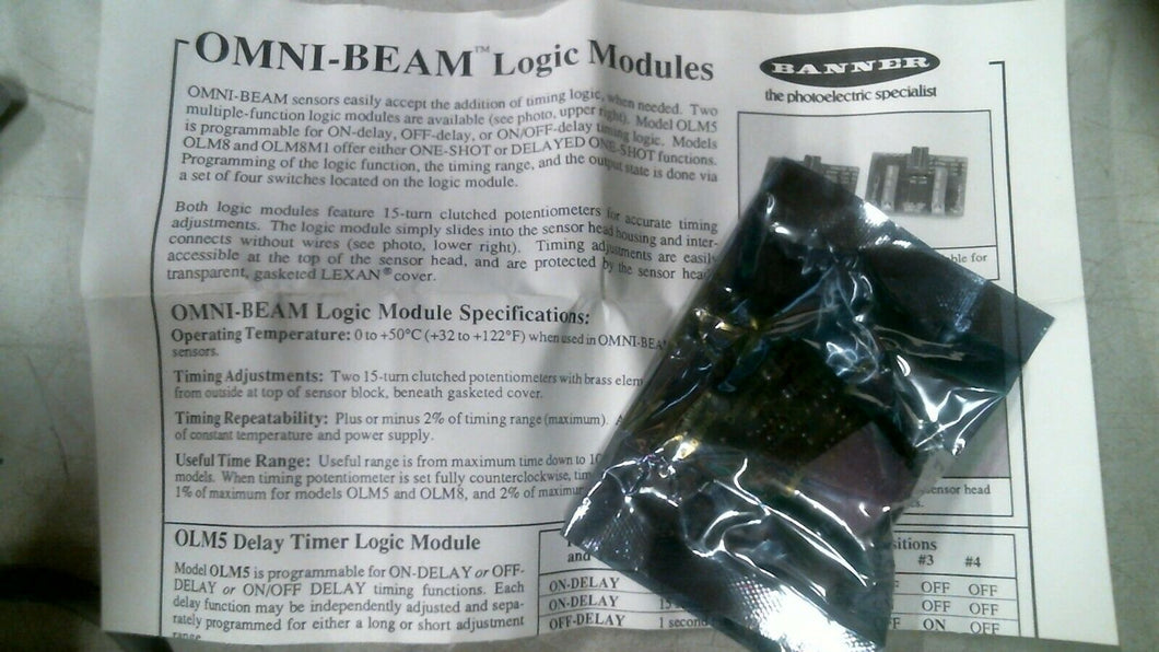 BANNER ENGINEERING OLM8 OMNI BEAM LOGIC MODULES 27099 -FREE SHIPPING