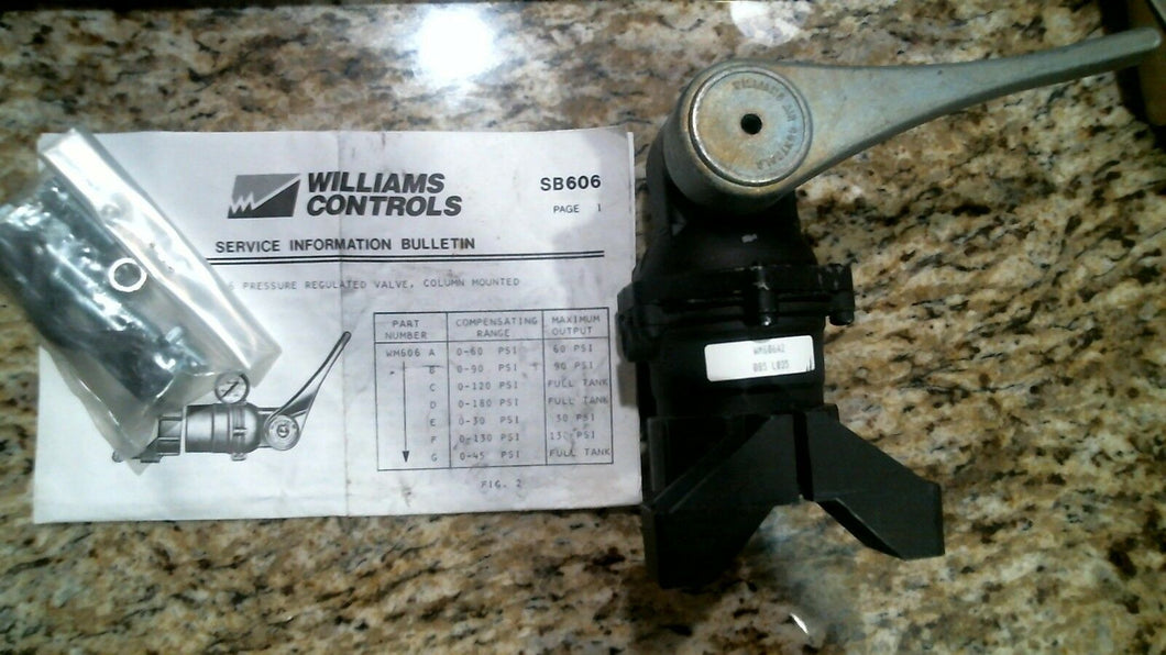 WILLIAMS CONTROLS WM606A2 COLUMN MOUNT PRESSURE REGULATED VALUE -FREE SHIPPING