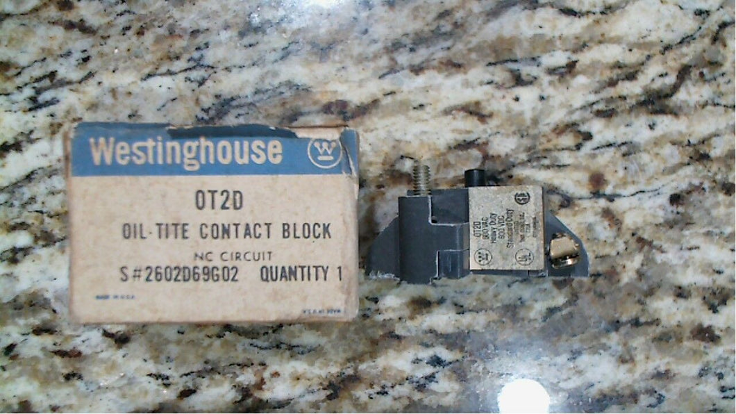 WESTINGHOUSE 0T2D OIL TITE CONTACT BLOCK 2602D69G02  - FREE SHIPPING